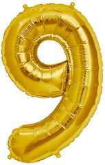 Gold Number 9 Balloon