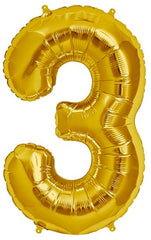 Gold Number 3 Balloon