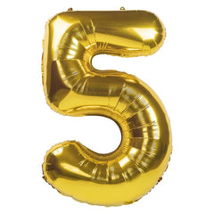 Gold Number 5 Balloon