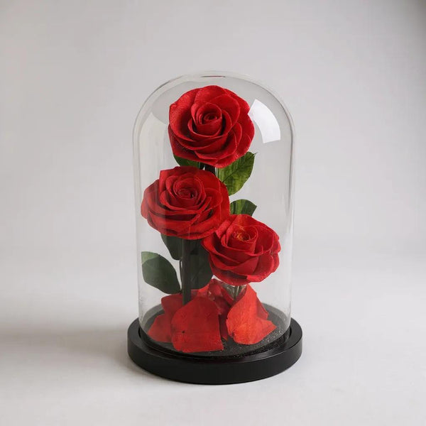 3pcs red infinity rose small