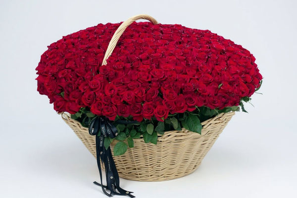 red roses in the basket