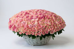 pink roses in the basket