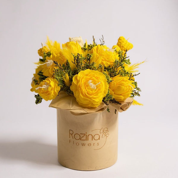 yellow candles in the box