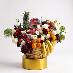 fruits in the basket with fkower