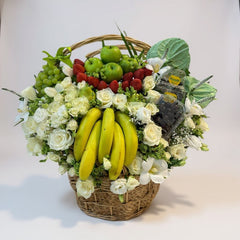 fruits and flower in the basket