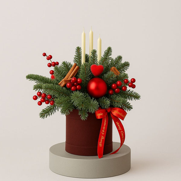 christmass decor in vase red