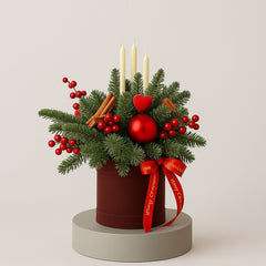 christmass decor in vase red