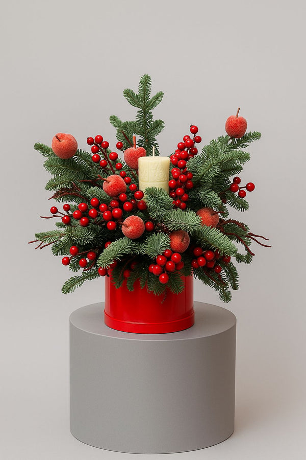 christmass decor in the box red