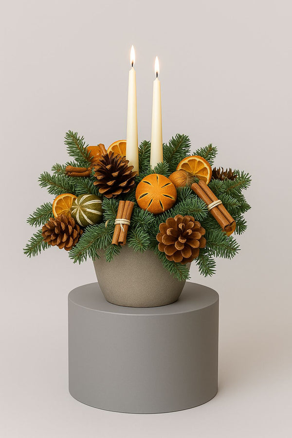 christmass decor gold with candle