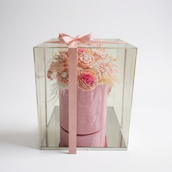 pink candle arrangement