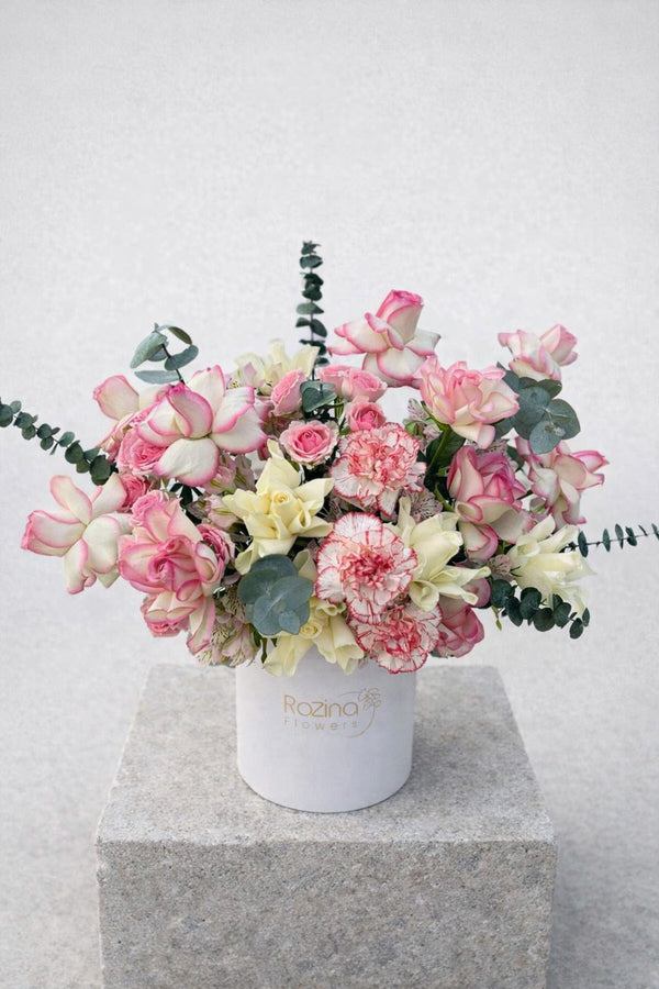 flower arrangement in box