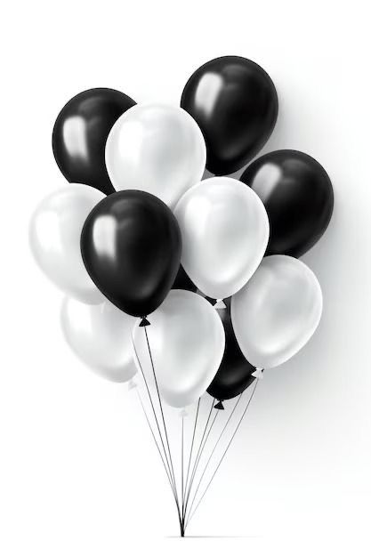 20pcs white and black hilluim balloon