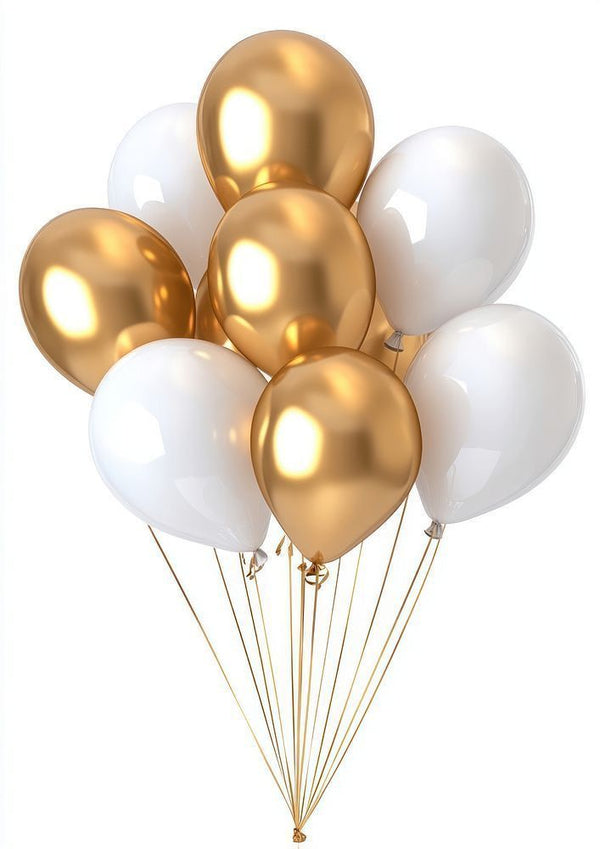 12pcs balloon white and gold