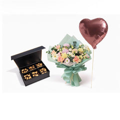 mix flower bouquet with chocolate