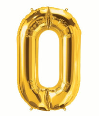 Gold Number 0 Balloon